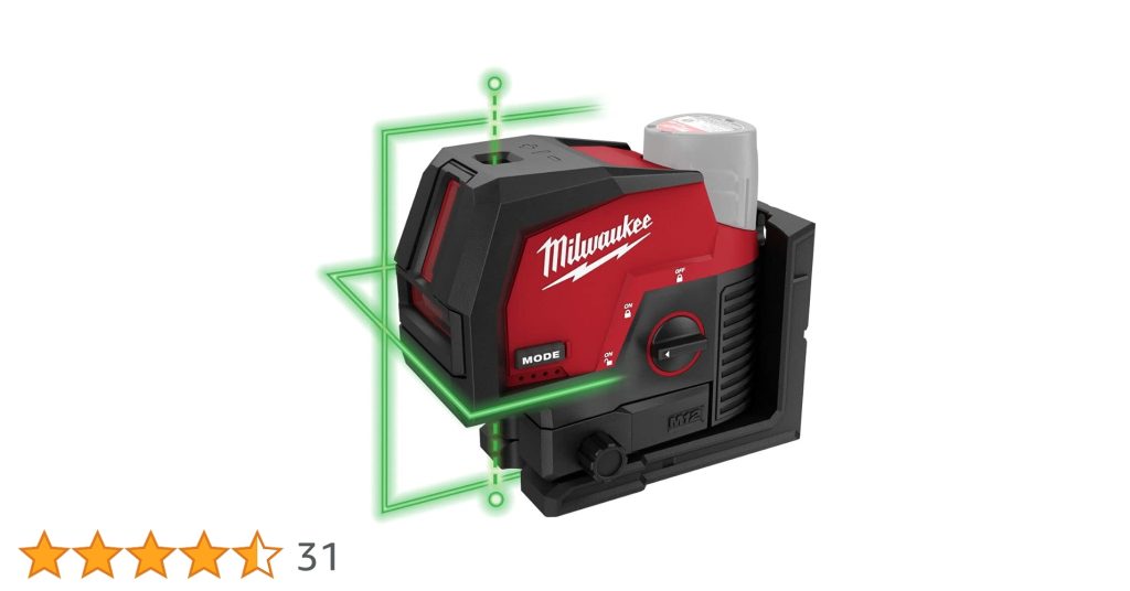 Milwaukee 3622-20 M12 Green Cross Line And Plumb Points Laser