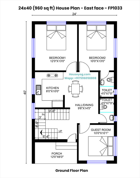 24X40 3 Bedroom Homes Plans Plumbing All On One Side