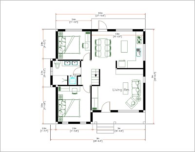 30X30 House Floor Plans With All Plumbing On 1 Wall