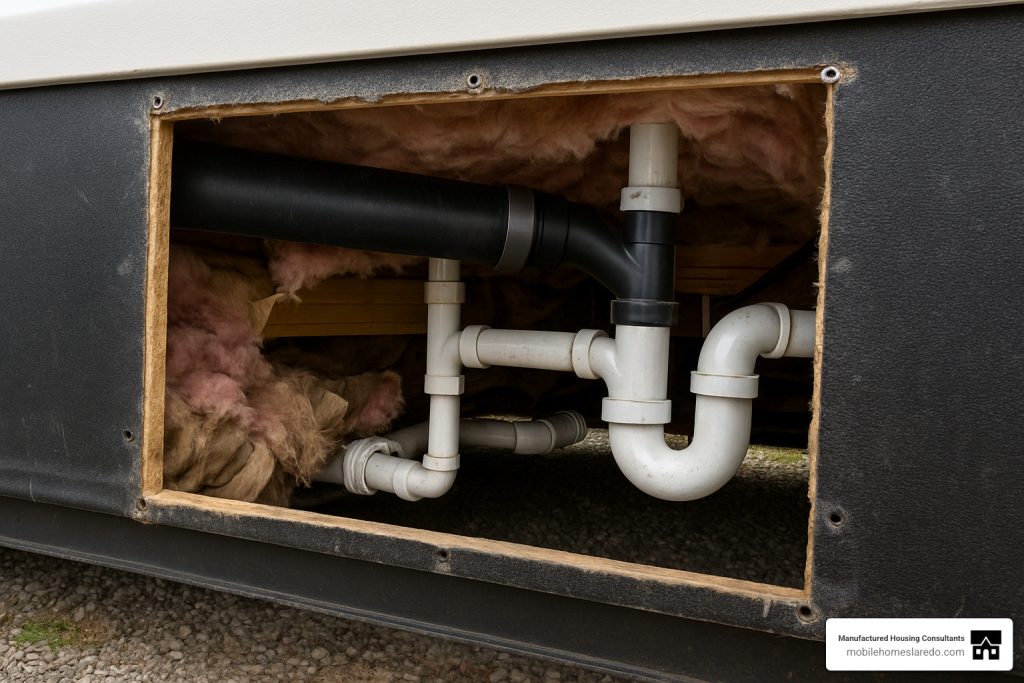 Access To Plumbing In Between Floors Of Double Wide Home