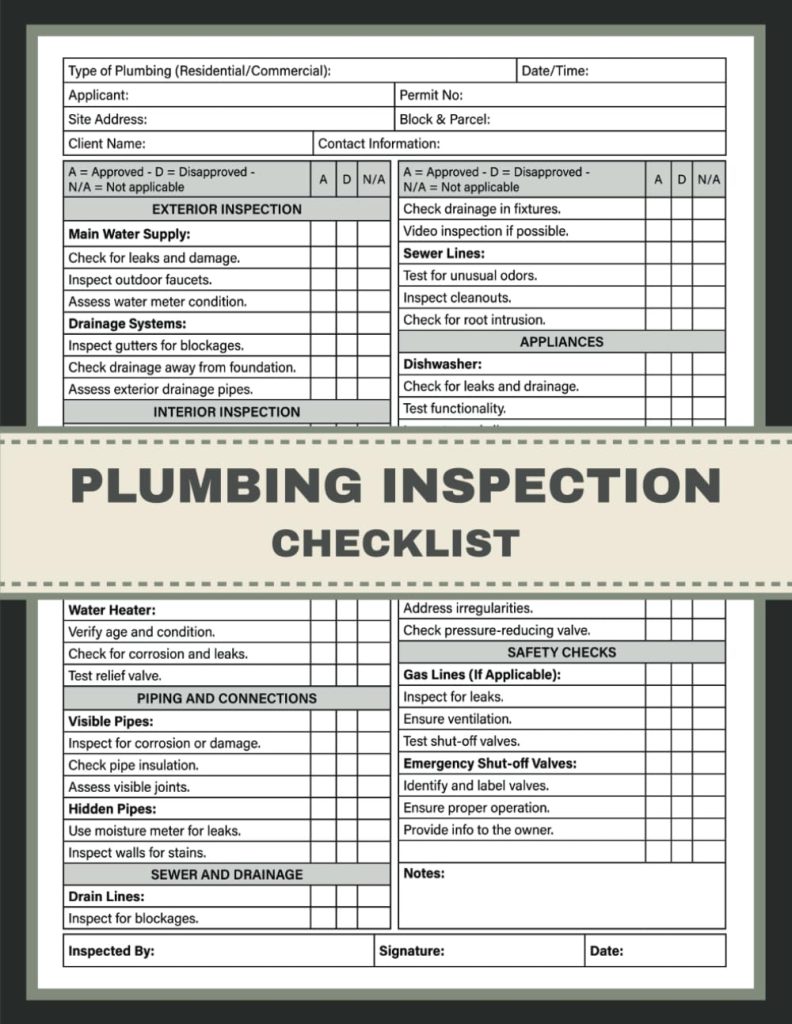 City Of Pullman Wa Re-Piping Inspection Checklist City Plumbing Code