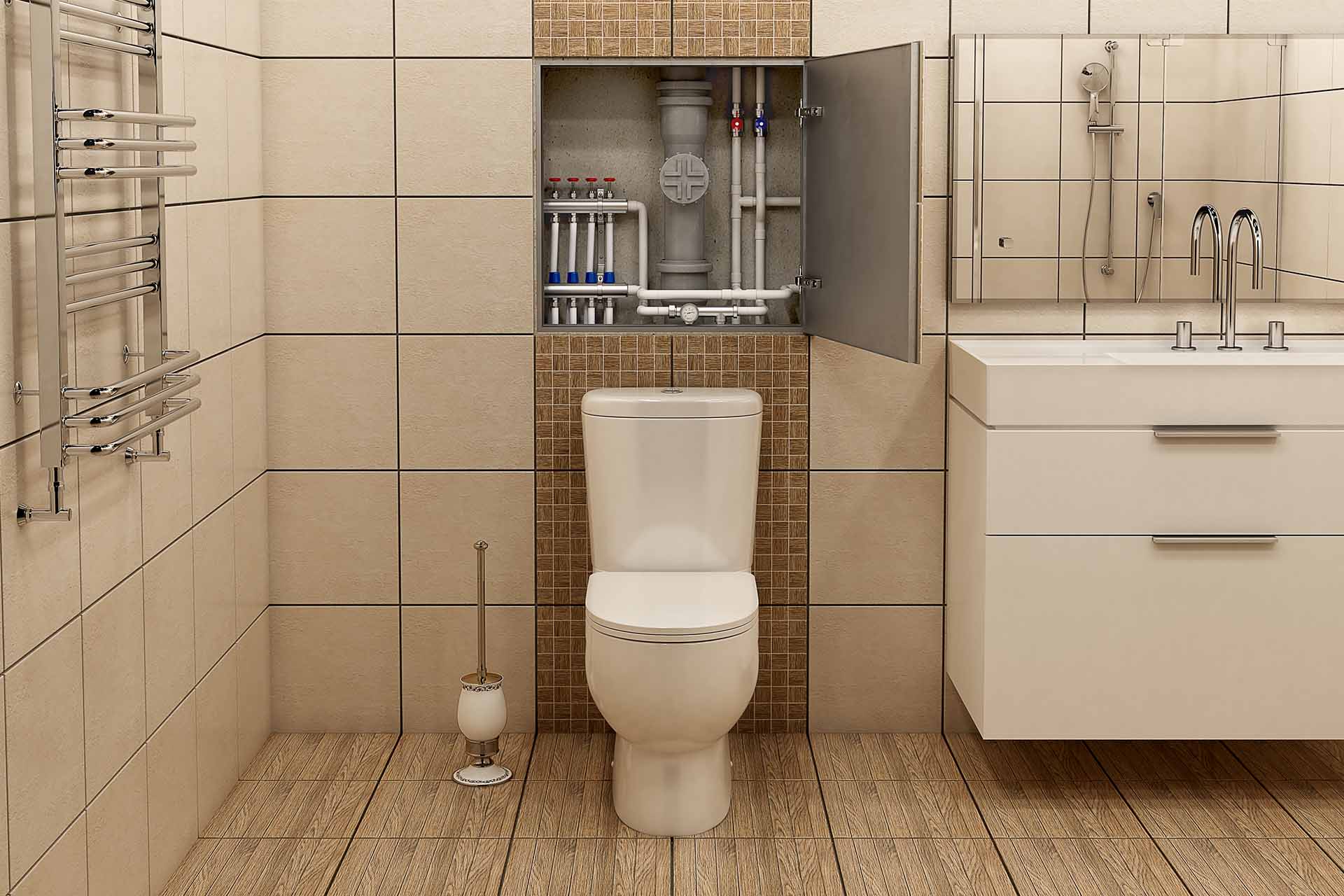 How to Hide Plumbing Pipes Behind Toilet Seat Walls