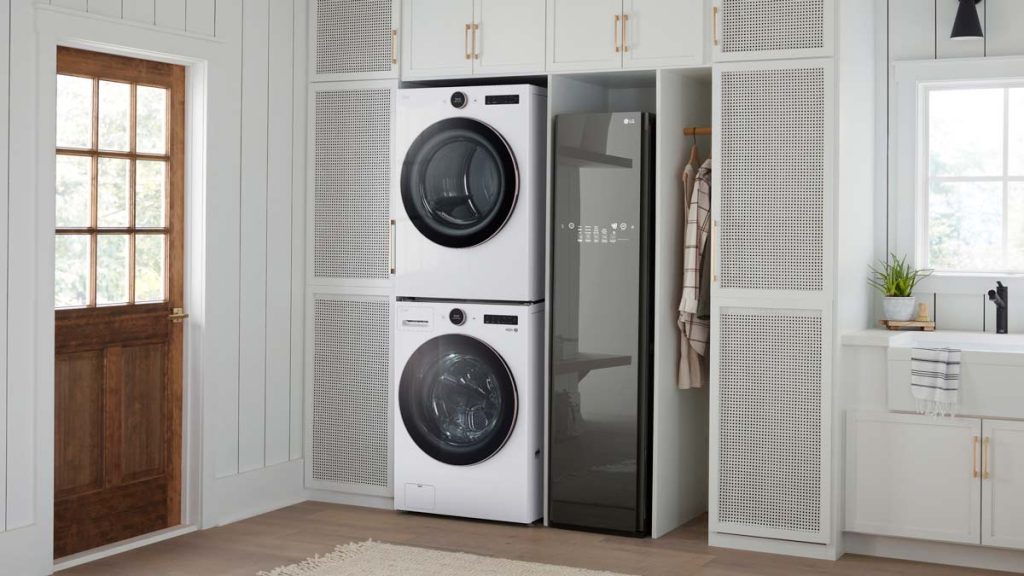 Plumbing And Power Outlets For Stackable Wherpool Washer And Dryer