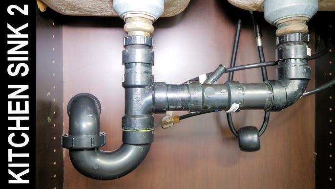 Double Basin Sink Plumbing with Dishwasher Drain Guide