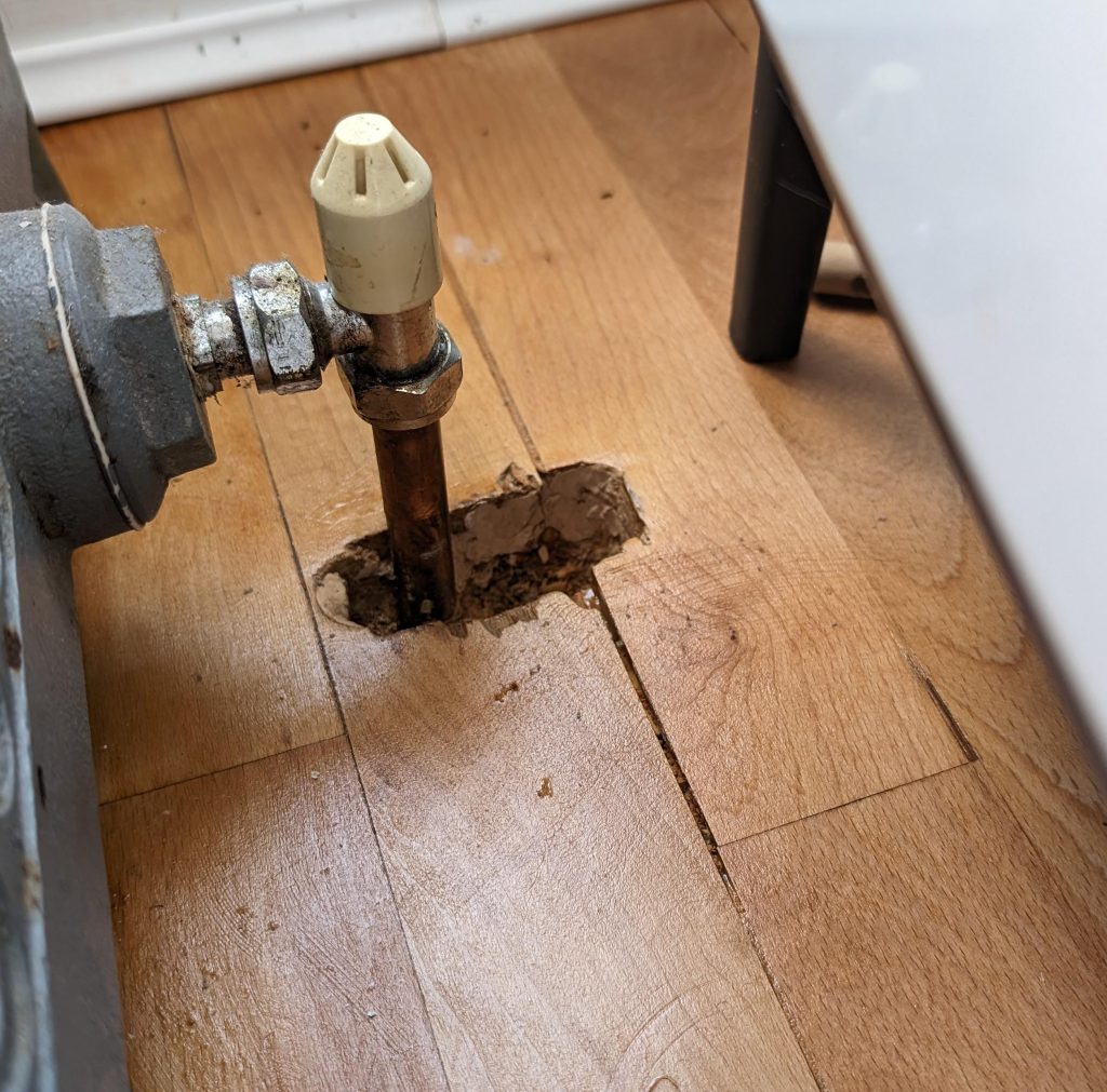 Can You Seal Holes In Floor For Radiator Plumbing