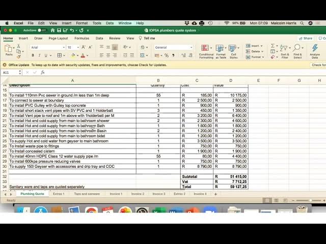 How To Phrase A Plumbing Allowance In House Sale