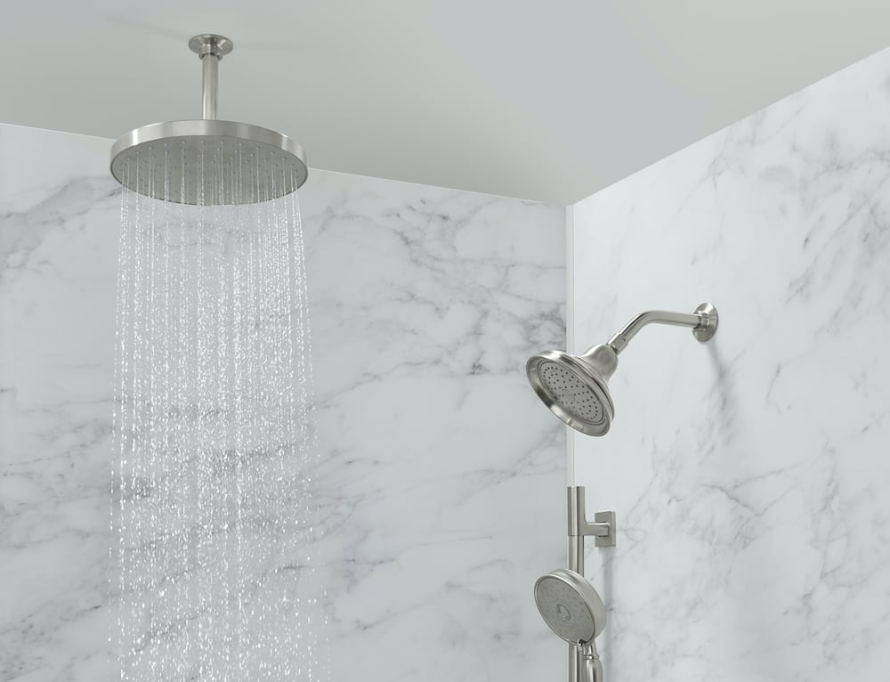 Dual Shower Bliss: Plumb Rainhead & Regular Head