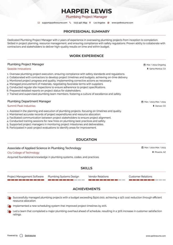 Job Discription For Adminstrative Manager Of A Plumbing Office