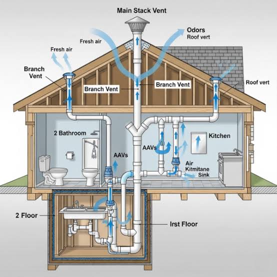Kitchen Plumbing Parts Inside And Outside Of A House