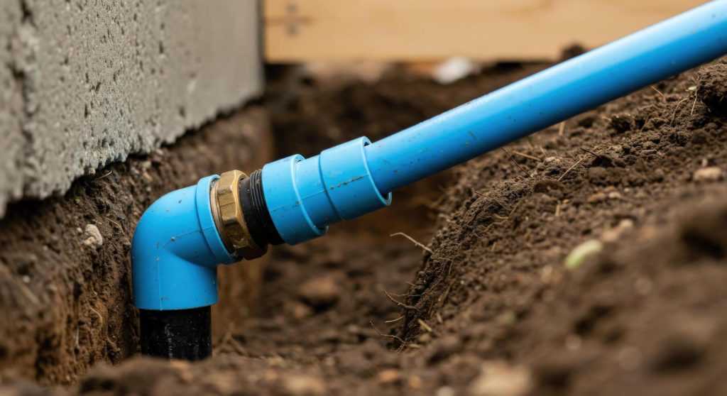 New Construction Underground Plumbing Drain Repair Image Stock Photo