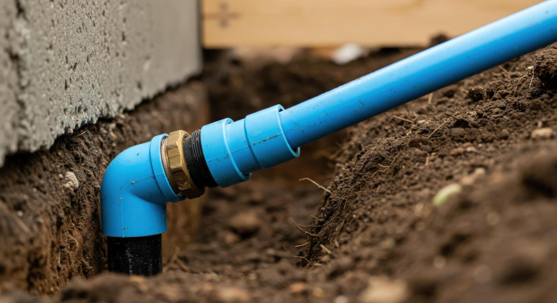 New Construction Underground Plumbing Drain Repair Image Stock Photo