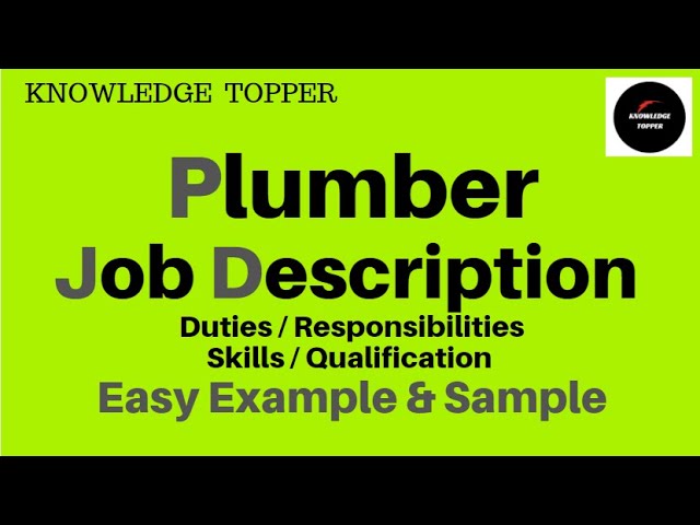 Plumber Job Description: How to Become a Plumber via Snagajob