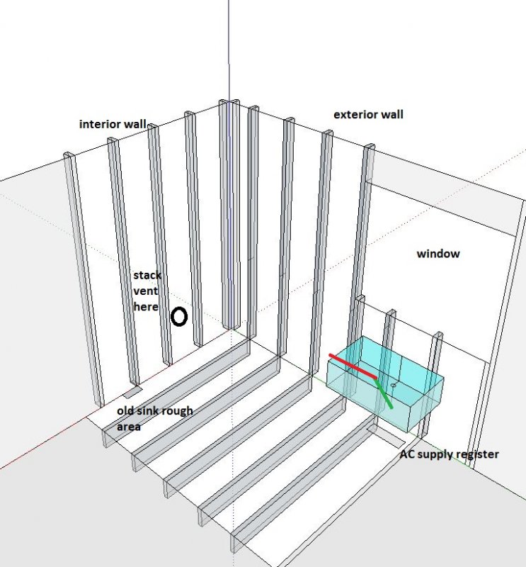 Plumbing A Sink On An Exterior Wall Vent Stack