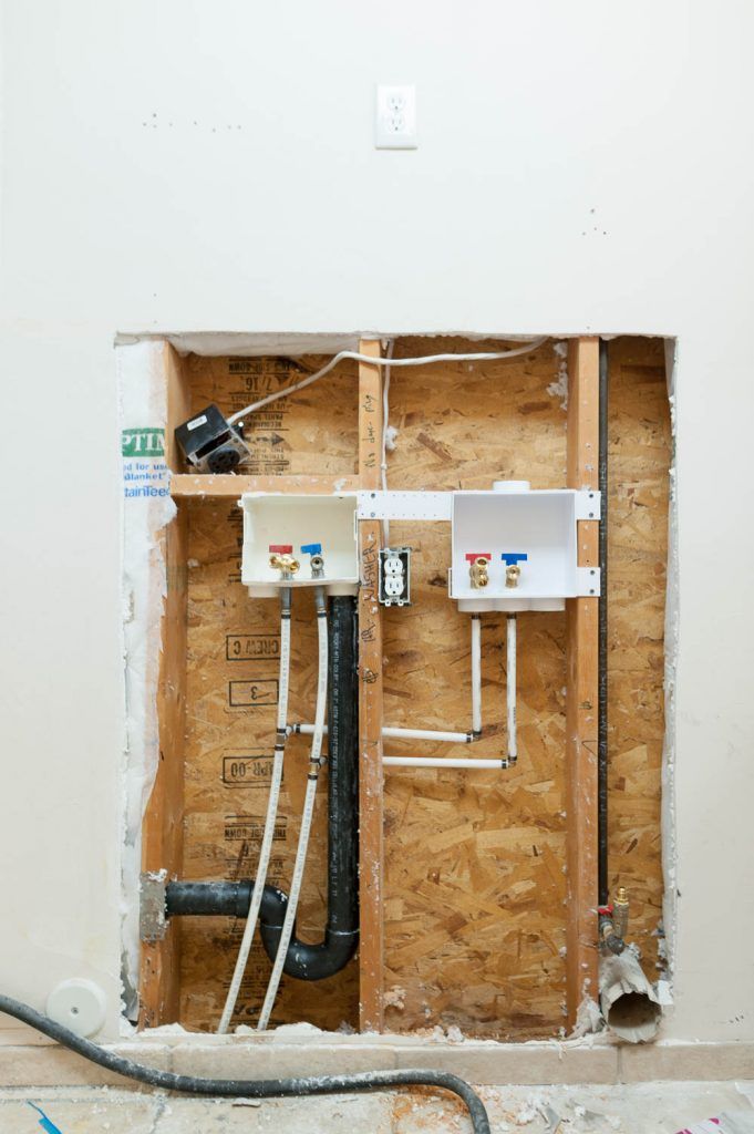 Plumbing And Power Outlets For Stackable Washer And Dryer