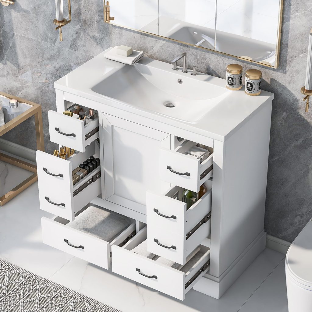 36 Bathroom Vanity With Center Drain And Plumbing