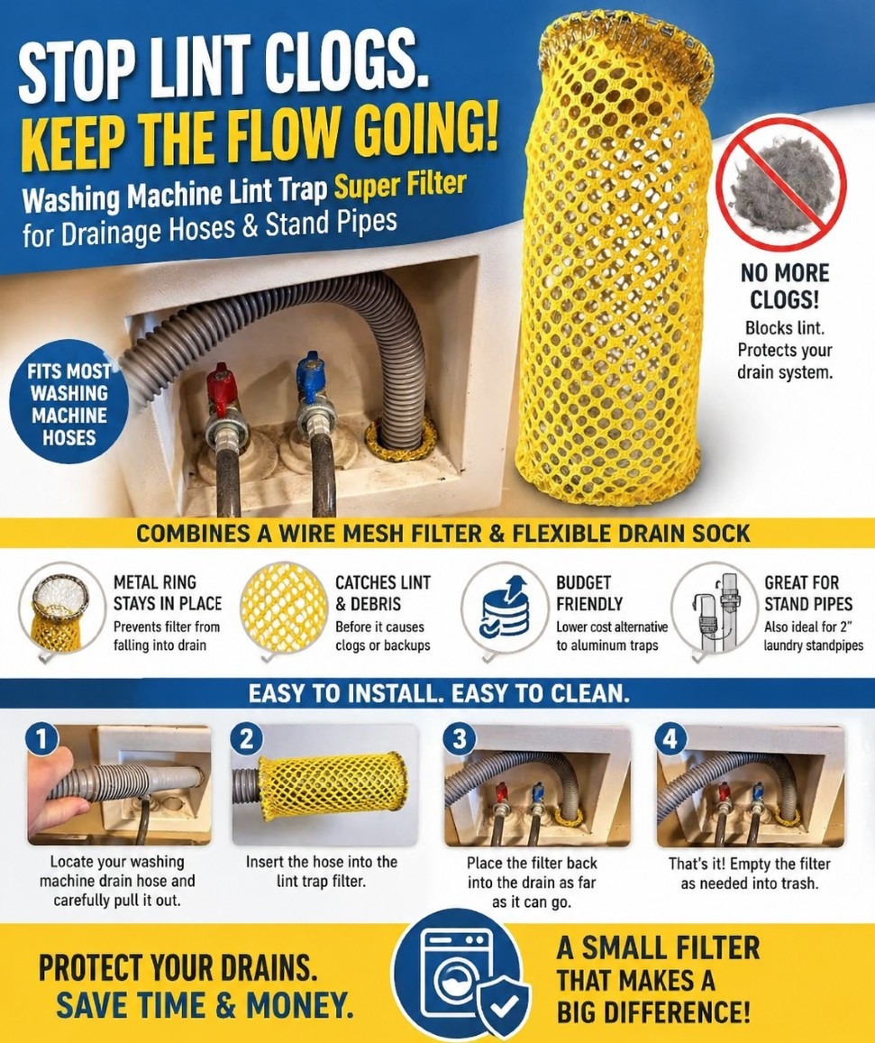 Texas Act Requires Filter To Trap Lint In Plumbing