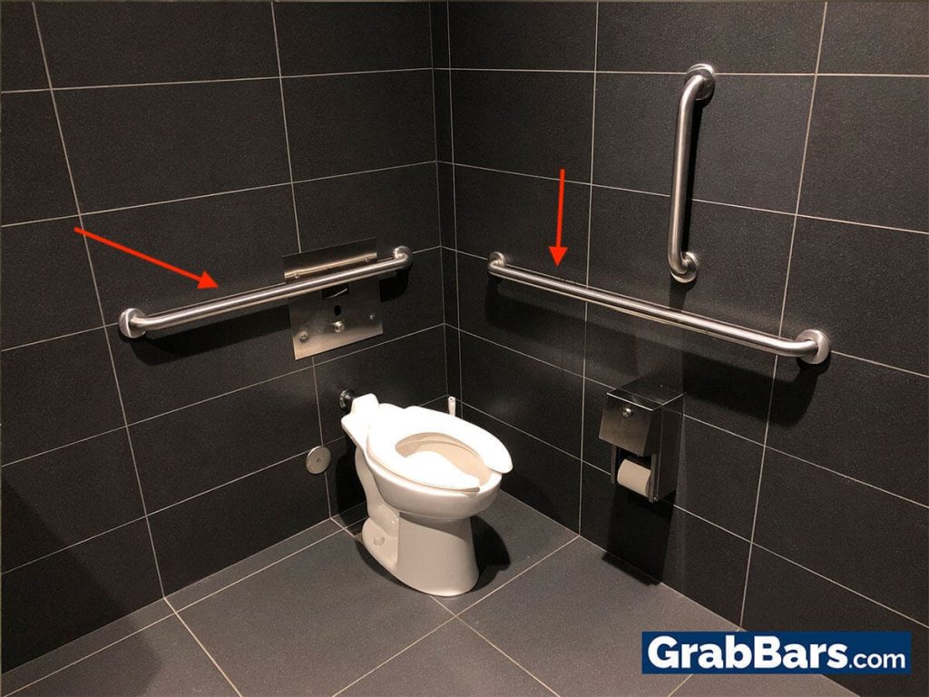 Toilet Rear Grab Bar Adjacent To Recessed Plumbing Fixture