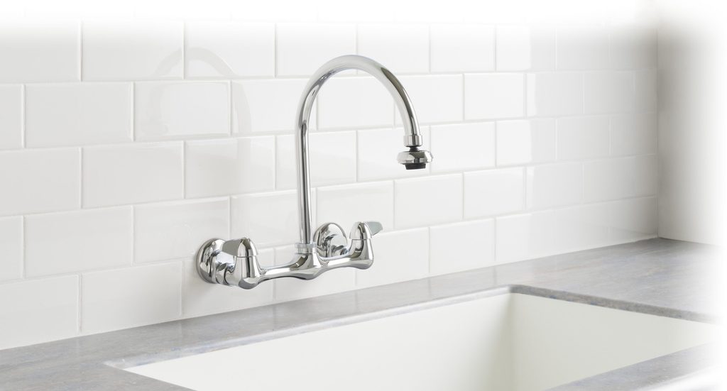 Aqua Plumb 1558030 Chrome-Plated 2-Handle Gooseneck Kitchen Faucet
